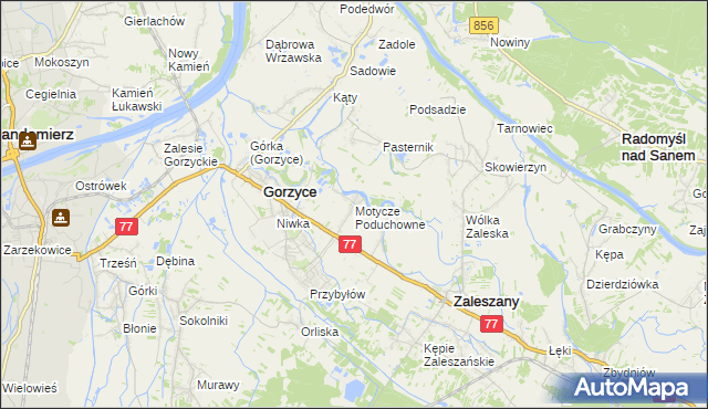 mapa Motycze Poduchowne, Motycze Poduchowne na mapie Targeo