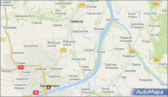 mapa Mściów, Mściów na mapie Targeo