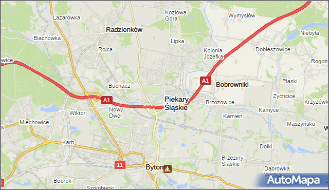 mapa Piekary Śląskie, Piekary Śląskie na mapie Targeo