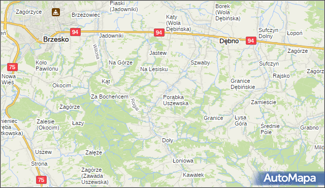 mapa Porąbka Uszewska, Porąbka Uszewska na mapie Targeo