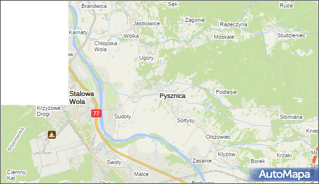 mapa Pysznica, Pysznica na mapie Targeo