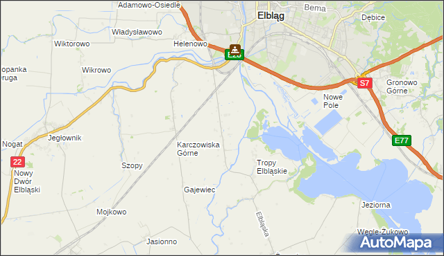 mapa Raczki Elbląskie, Raczki Elbląskie na mapie Targeo