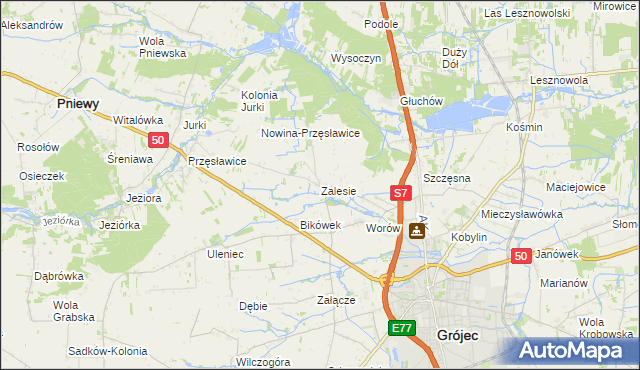 mapa Zalesie gmina Grójec, Zalesie gmina Grójec na mapie Targeo