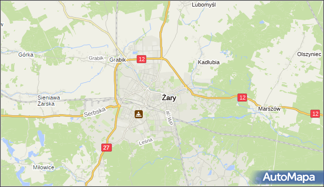 mapa Żary, Żary na mapie Targeo