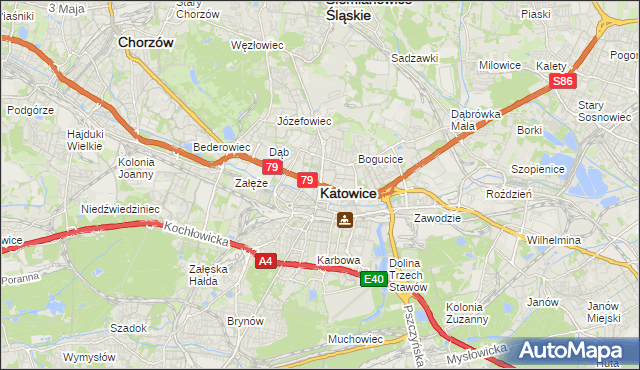 mapa Katowic, Katowice na mapie Targeo