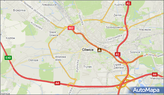 mapa Gliwic, Gliwice na mapie Targeo