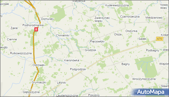 mapa Grodzisk gmina Suchowola, Grodzisk gmina Suchowola na mapie Targeo