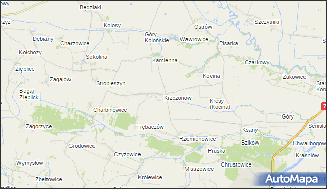 mapa Krzczonów gmina Opatowiec, Krzczonów gmina Opatowiec na mapie Targeo