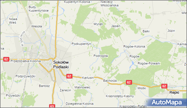 mapa Podrogów, Podrogów na mapie Targeo