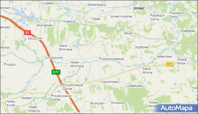 mapa Proboszczewice, Proboszczewice na mapie Targeo