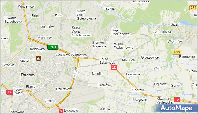 mapa Rajec Szlachecki, Rajec Szlachecki na mapie Targeo