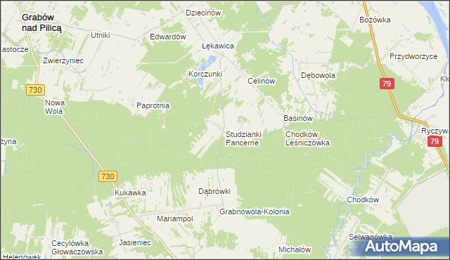 mapa Studzianki Pancerne, Studzianki Pancerne na mapie Targeo