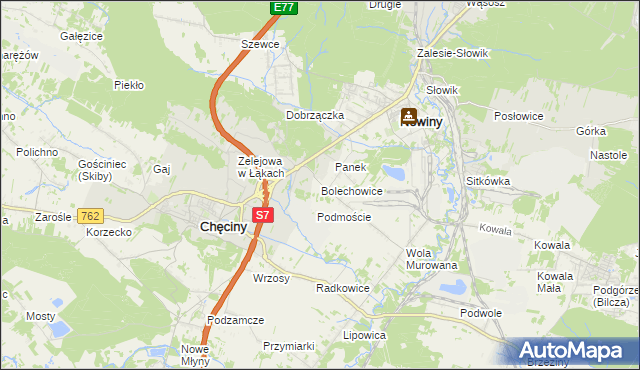 mapa Bolechowice gmina Sitkówka-Nowiny, Bolechowice gmina Sitkówka-Nowiny na mapie Targeo