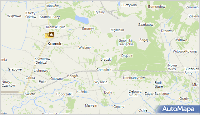 mapa Brzózki gmina Kramsk, Brzózki gmina Kramsk na mapie Targeo