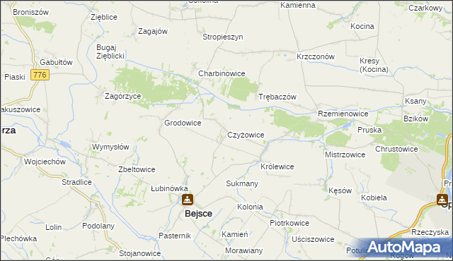 mapa Czyżowice gmina Bejsce, Czyżowice gmina Bejsce na mapie Targeo
