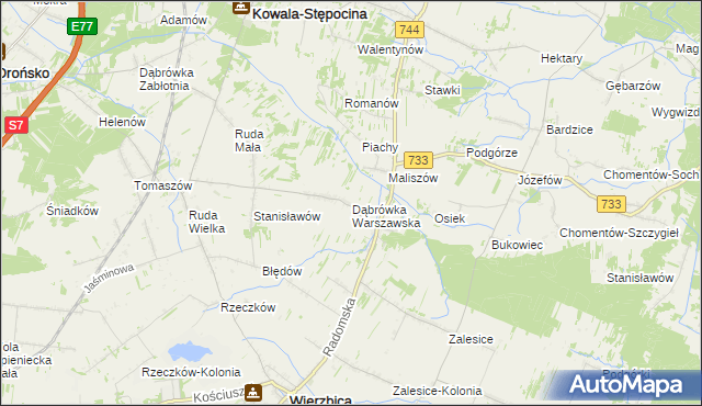 mapa Dąbrówka Warszawska, Dąbrówka Warszawska na mapie Targeo