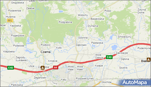 mapa Dąbrówki gmina Czarna, Dąbrówki gmina Czarna na mapie Targeo