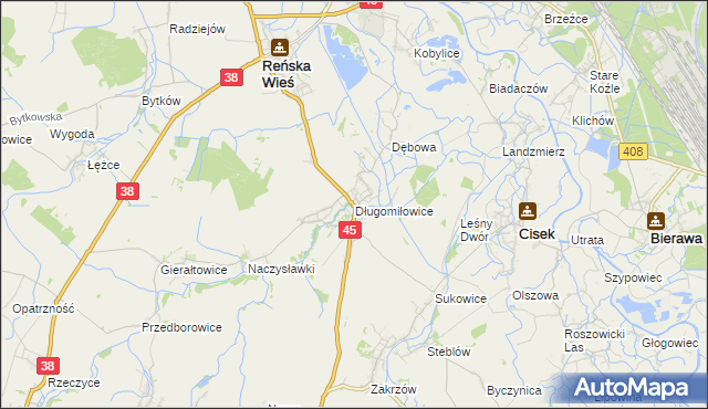 mapa Długomiłowice, Długomiłowice na mapie Targeo