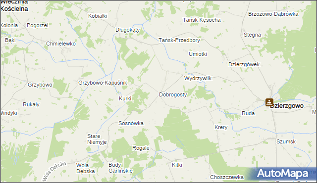 mapa Dobrogosty gmina Dzierzgowo, Dobrogosty gmina Dzierzgowo na mapie Targeo