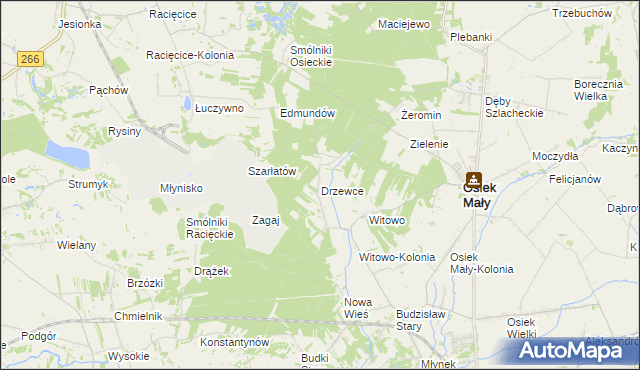 mapa Drzewce gmina Osiek Mały, Drzewce gmina Osiek Mały na mapie Targeo