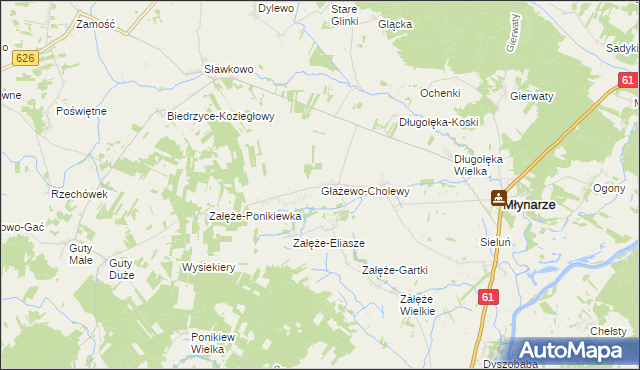 mapa Głażewo-Cholewy, Głażewo-Cholewy na mapie Targeo