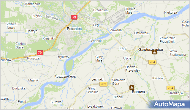 mapa Gliny Małe, Gliny Małe na mapie Targeo