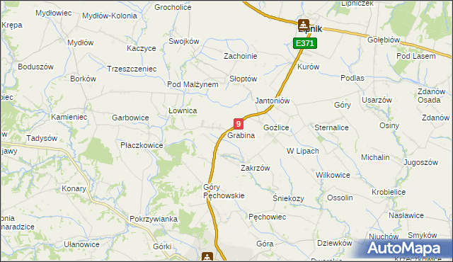 mapa Grabina gmina Klimontów, Grabina gmina Klimontów na mapie Targeo