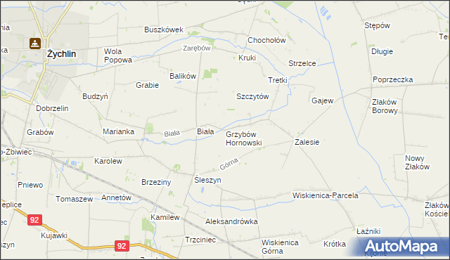 mapa Grzybów Hornowski, Grzybów Hornowski na mapie Targeo