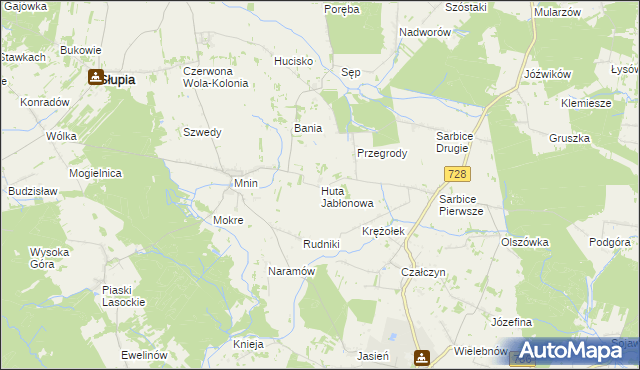 mapa Huta Jabłonowa, Huta Jabłonowa na mapie Targeo