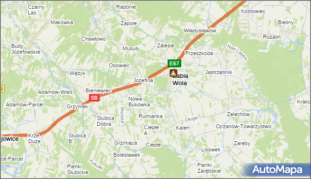 mapa Huta Żabiowolska, Huta Żabiowolska na mapie Targeo
