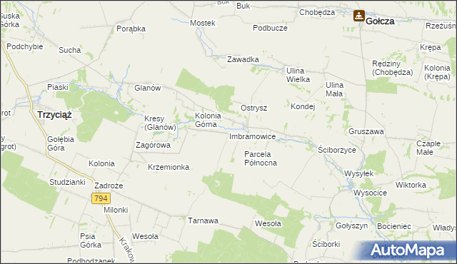 mapa Imbramowice gmina Trzyciąż, Imbramowice gmina Trzyciąż na mapie Targeo