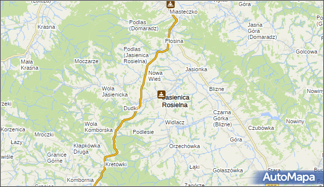 mapa Jasienica Rosielna, Jasienica Rosielna na mapie Targeo