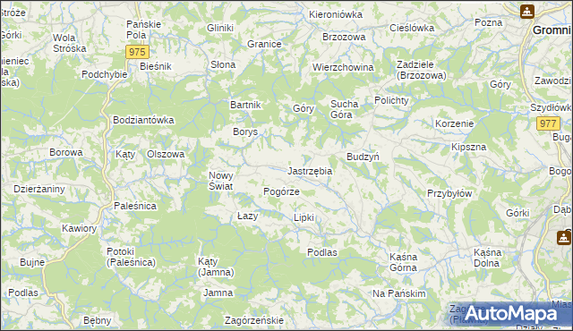 mapa Jastrzębia gmina Ciężkowice, Jastrzębia gmina Ciężkowice na mapie Targeo