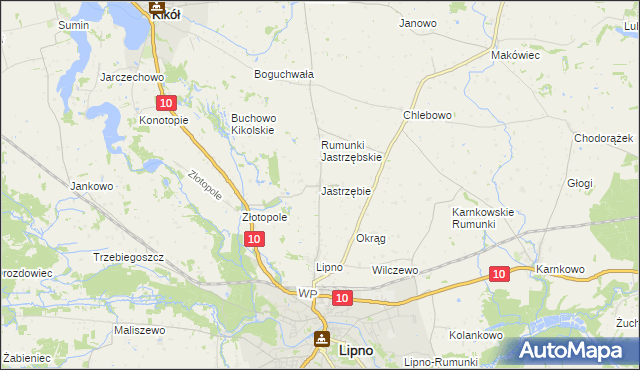 mapa Jastrzębie gmina Lipno, Jastrzębie gmina Lipno na mapie Targeo