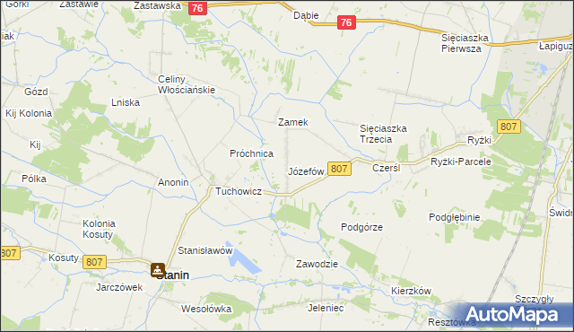 mapa Józefów gmina Stanin, Józefów gmina Stanin na mapie Targeo