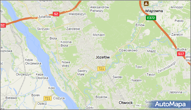 mapa Józefów powiat otwocki, Józefów powiat otwocki na mapie Targeo