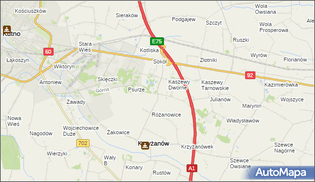 mapa Kaszewy-Spójnia, Kaszewy-Spójnia na mapie Targeo