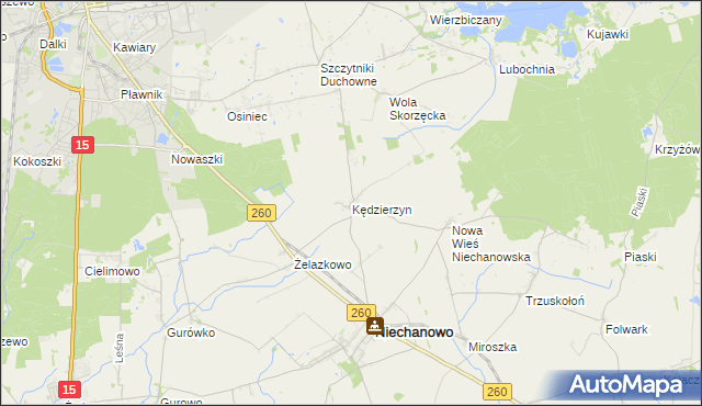 mapa Kędzierzyn gmina Niechanowo, Kędzierzyn gmina Niechanowo na mapie Targeo