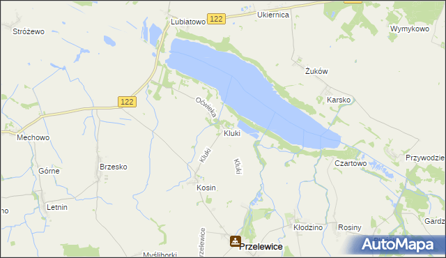 mapa Kluki gmina Przelewice, Kluki gmina Przelewice na mapie Targeo