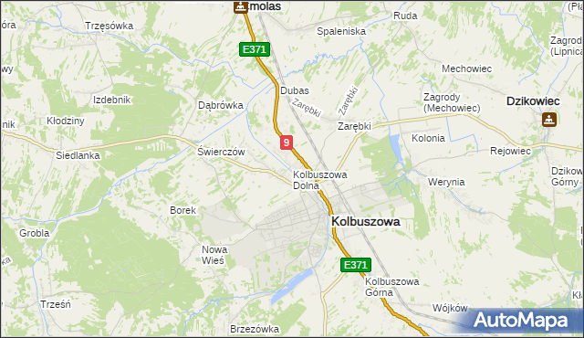 mapa Kolbuszowa Dolna, Kolbuszowa Dolna na mapie Targeo