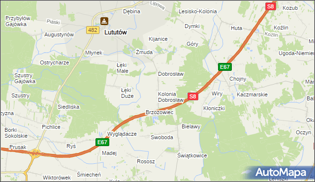 mapa Kolonia Dobrosław, Kolonia Dobrosław na mapie Targeo