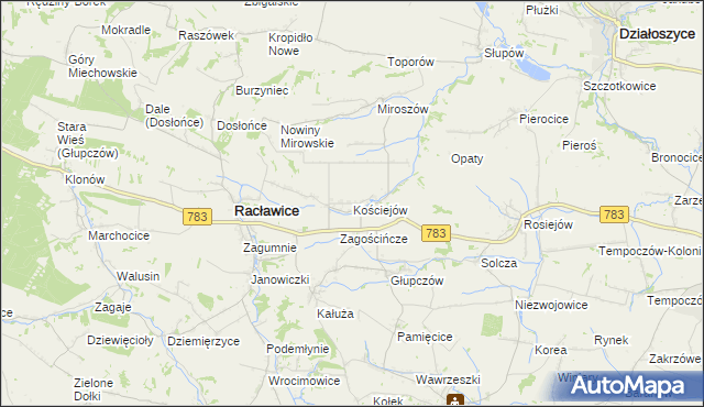 mapa Kościejów, Kościejów na mapie Targeo