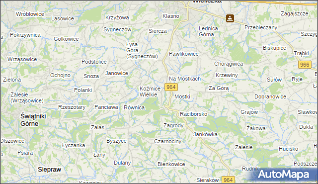mapa Koźmice Małe, Koźmice Małe na mapie Targeo