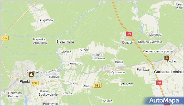 mapa Krasna Dąbrowa, Krasna Dąbrowa na mapie Targeo