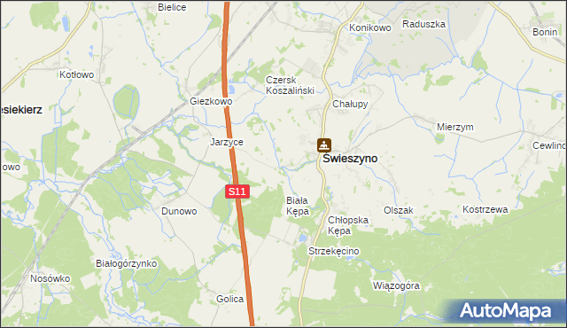mapa Krokowo gmina Świeszyno, Krokowo gmina Świeszyno na mapie Targeo