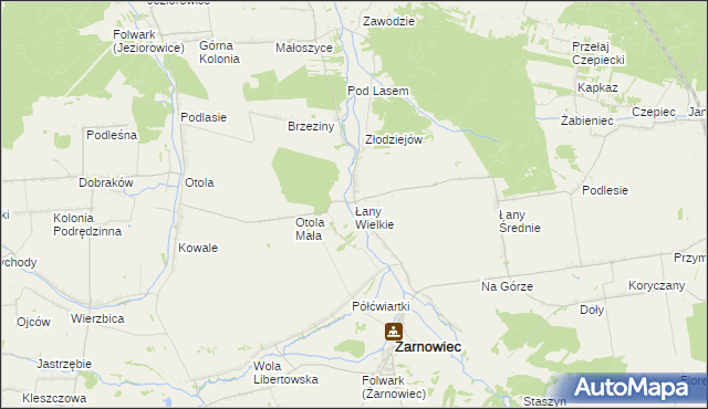 mapa Łany Wielkie gmina Żarnowiec, Łany Wielkie gmina Żarnowiec na mapie Targeo