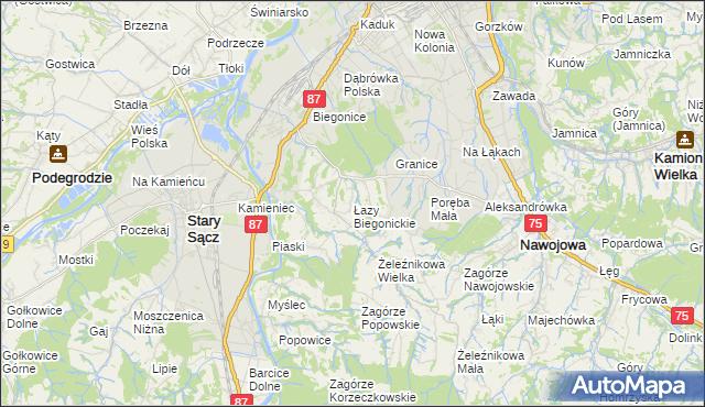 mapa Łazy Biegonickie, Łazy Biegonickie na mapie Targeo