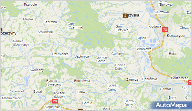 mapa Lipnica Górna gmina Skołyszyn, Lipnica Górna gmina Skołyszyn na mapie Targeo