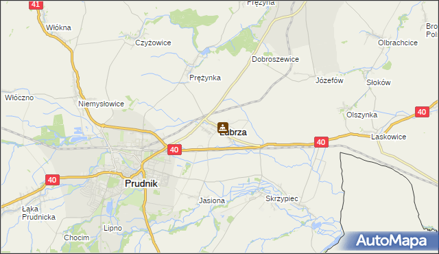mapa Lubrza powiat prudnicki, Lubrza powiat prudnicki na mapie Targeo