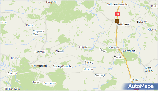 mapa Łupiny gmina Wiśniew, Łupiny gmina Wiśniew na mapie Targeo